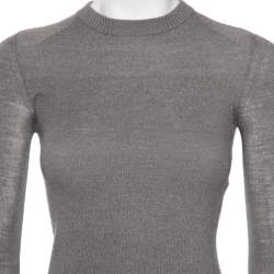Pre Owned Christian Dior Grey Silk & Cashmere Knit Sweater S