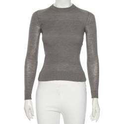 Pre Owned Christian Dior Grey Silk & Cashmere Knit Sweater S