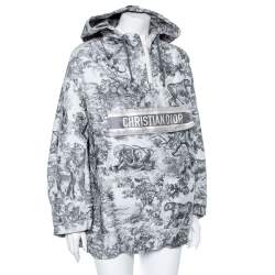 Dior Grey Printed Synthetic Hooded Oversized Anorak S