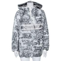 Dior Grey Printed Synthetic Hooded Oversized Anorak S