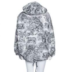 Dior Grey Printed Synthetic Hooded Oversized Anorak S