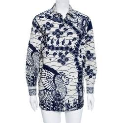 Pre Owned Dior Blue Printed Cotton La Roue De La Fortune Oversized Shirt S