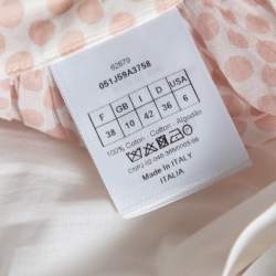 Dior Pink Polka Dotted Cotton Pleated Pleated Midi Skirt M