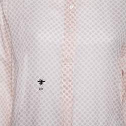 Pre Owned Dior Pink Polka Dotted Cotton Button Front Oversized Shirt S