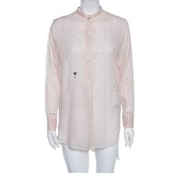 Pre Owned Dior Pink Polka Dotted Cotton Button Front Oversized Shirt S