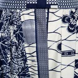 Dior Blue Printed Cotton La Roue De La Fortune Front Open Skirt M