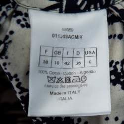 Dior Blue Printed Cotton La Roue De La Fortune Front Open Skirt M