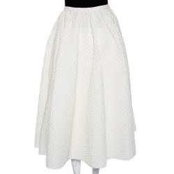Pre Owned Dior Off-White Crinkled Front Open Maxi Skirt M