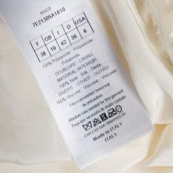 Pre Owned Dior Cream Textured Tulle Overlay Gathered Midi Skirt M