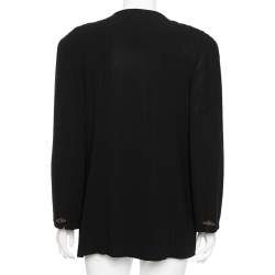 Dior Vintage Black Crepe Button Front Blazer Jacket L