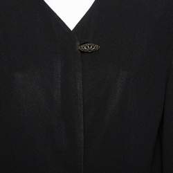 Dior Vintage Black Crepe Button Front Blazer Jacket L