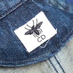 Pre Owned Dior Blue Denim Embroidered Bee Detailed Button Front Blazer Jacket S
