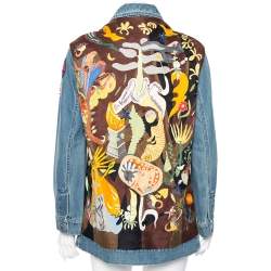 Pre Owned Dior Blue Denim & Embroidered Back Button Front Jacket S