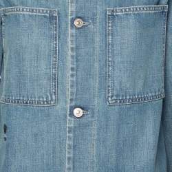Pre Owned Dior Blue Denim & Embroidered Back Button Front Jacket S