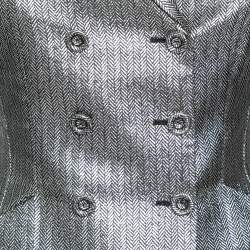 Christian Dior Metallic Lurex Herringbone Pattern Silk Double Breasted Blazer M