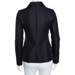 Pre Owned Christian Dior Black Wool & Mohair Double Breasted Blazer S