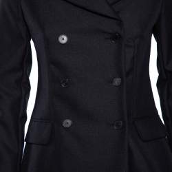 Pre Owned Christian Dior Black Wool & Mohair Double Breasted Blazer S