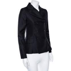 Pre Owned Christian Dior Black Wool & Mohair Double Breasted Blazer S