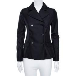 Pre Owned Christian Dior Black Wool & Mohair Double Breasted Blazer S