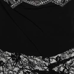 Pre Owned Dior Black Silk & Lace Trimmed Embellished Cowl Neck Top L