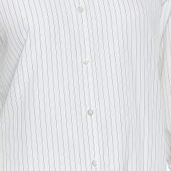 Christian Dior White Striped Cotton Bee Embellished Button Front Shirt M