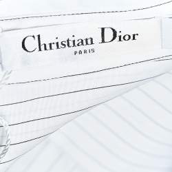 Christian Dior White Striped Cotton Bee Embellished Button Front Shirt M