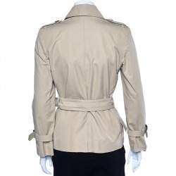 Christian Dior Beige Cotton Belted Double Breasted Trench Jacket S