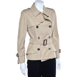 Christian Dior Beige Cotton Belted Double Breasted Trench Jacket S