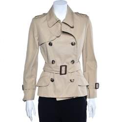 Christian Dior Beige Cotton Belted Double Breasted Trench Jacket S