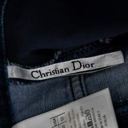 Dior Blue Patchwork Stitched Denim High Waisted Wide Leg Jeans L