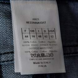 Dior Blue Patchwork Stitched Denim High Waisted Wide Leg Jeans L