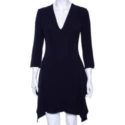 Dior Midnight Blue Silk Ruffled Hem Detailed Dress M