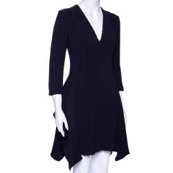 Dior Midnight Blue Silk Ruffled Hem Detailed Dress M