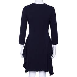 Dior Midnight Blue Silk Ruffled Hem Detailed Dress M