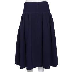 Dior Navy Blue Crepe Embroidered Embellished Midi Skirt M
