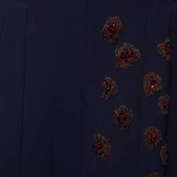 Dior Navy Blue Crepe Embroidered Embellished Midi Skirt M