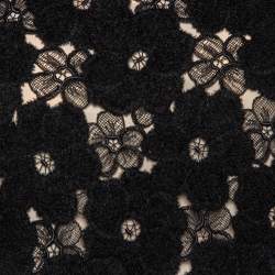 Pre Owned Dior Black Floral Lace Knit Short Sleeve Top M