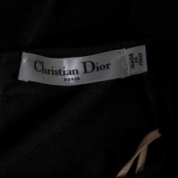 Pre Owned Dior Black Floral Lace Knit Short Sleeve Top M