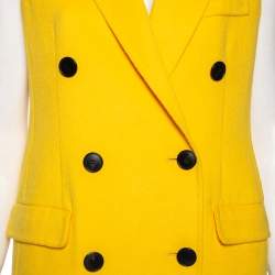 Dior Yellow Wool Double Breasted Sleeveless Oversized Coat M