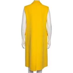 Dior Yellow Wool Double Breasted Sleeveless Oversized Coat M
