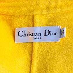 Dior Yellow Wool Double Breasted Sleeveless Oversized Coat M