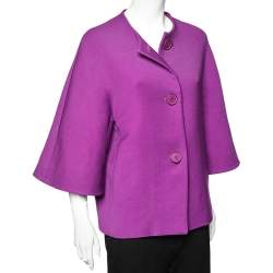 Christian Dior Purple Wool Bell Sleeve Button Front Jacket M