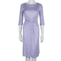 Pre Owned Dior Lavender Polka Dot Long Sleeve Dress M