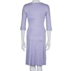 Pre Owned Dior Lavender Polka Dot Long Sleeve Dress M