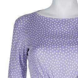 Pre Owned Dior Lavender Polka Dot Long Sleeve Dress M