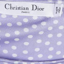 Pre Owned Dior Lavender Polka Dot Long Sleeve Dress M