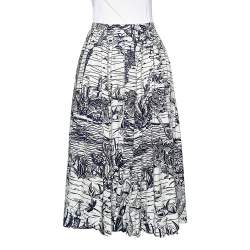 Dior Grey Printed Cotton Skirt S