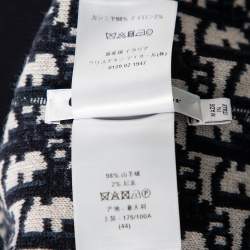 Pre Owned Dior Navy Blue Oblique Motif Jacquard Cashmere Reversible Sweater L