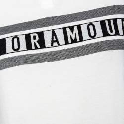 Pre Owned Dior White Cotton Pique Dior Amour Striped Polo T-Shirt S
