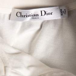 Pre Owned Dior White Cotton Pique Dior Amour Striped Polo T-Shirt S
